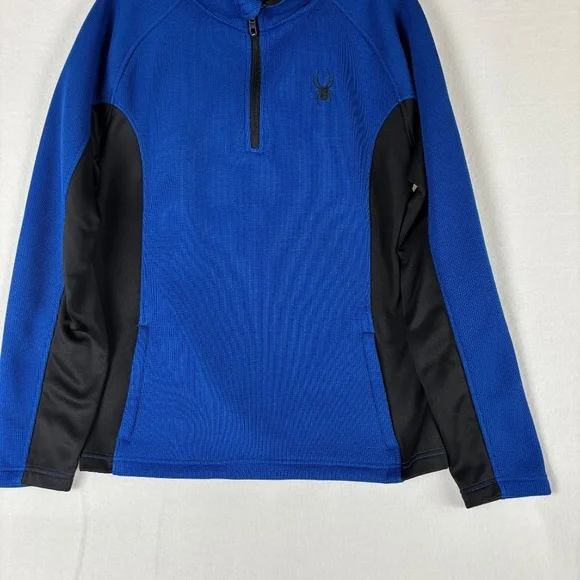 Spyder Sweater Men's L, Blue/Black 1/4 Zip, Knitted, Pullover, Skiing, outdoor - Picture 4 of 10